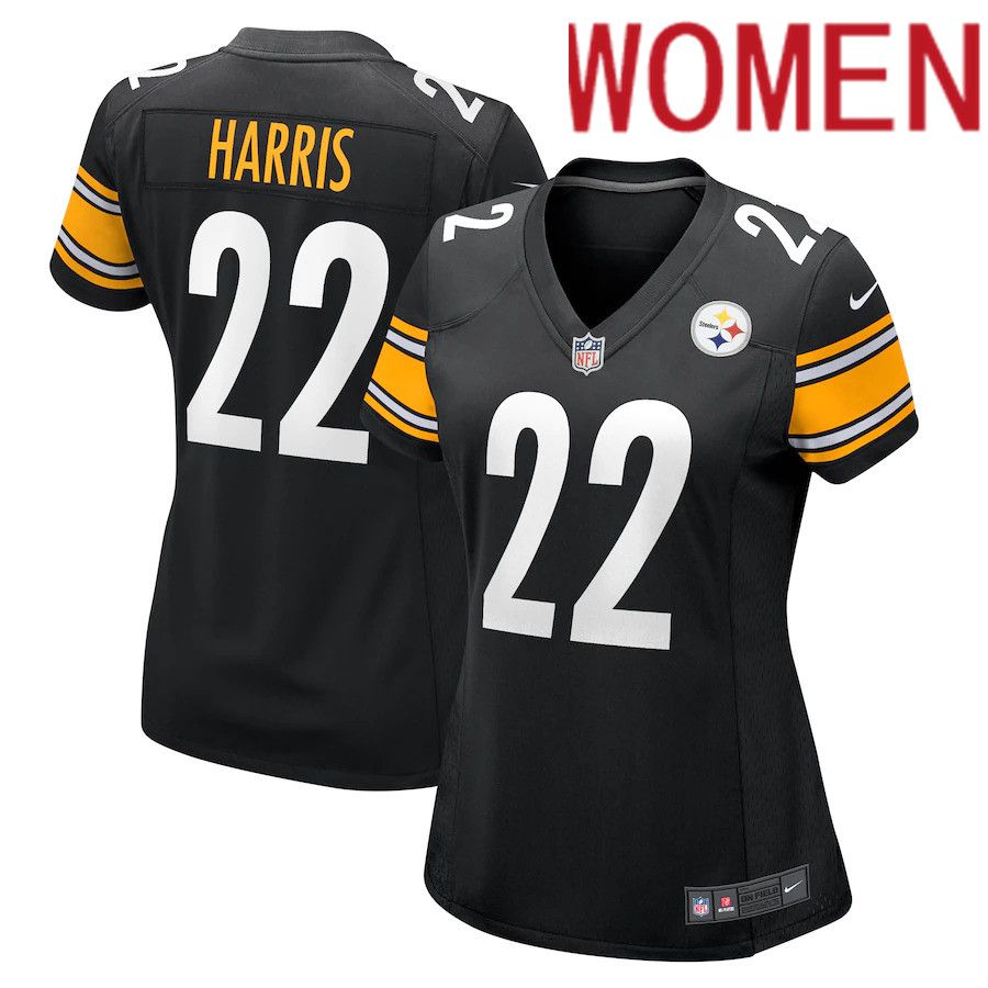 Women Pittsburgh Steelers #22 Najee Harris Nike Black Game NFL Jersey->women nfl jersey->Women Jersey